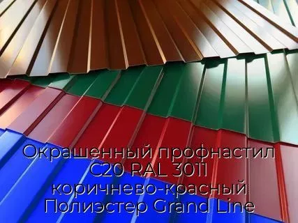 Окрашенный профнастил С20 RAL 3011 коричнево-красный Полиэстер Grand Line