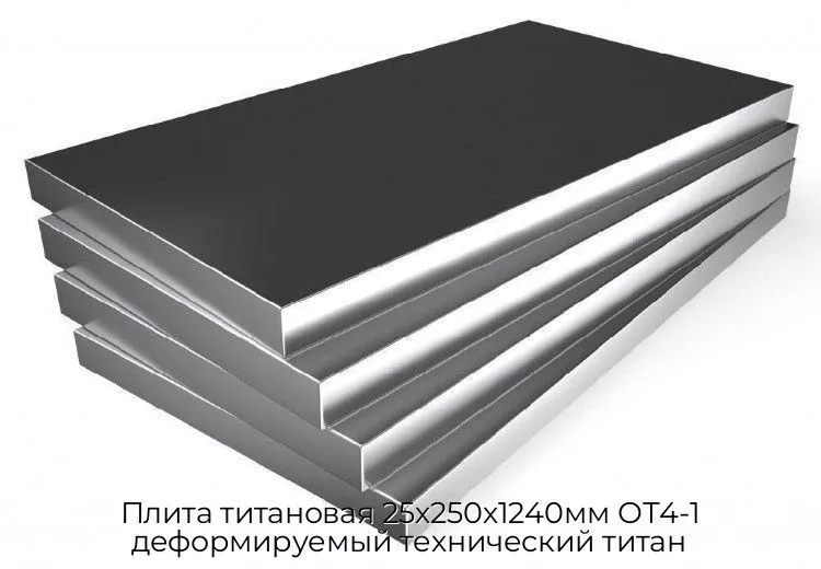 Плита титановая 25х250х1240мм ОТ4-1 деформируемый технический титан